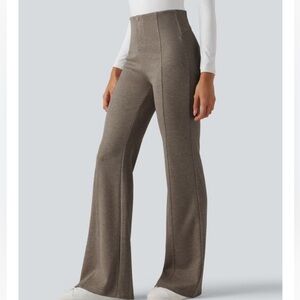 Nwt Ribbed Knit Crossover High Waisted Pocket Casual Flare Pants